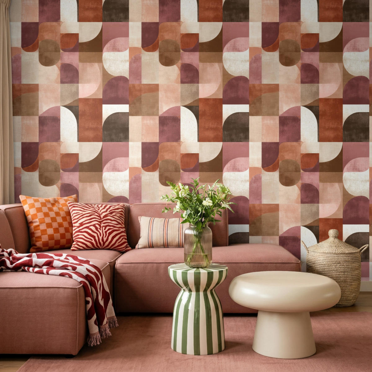 TAPETE - Geometrie - Modern - Retro - 350x260 cm - Multicolor, Papier (350/260cm) - OnlyWow
