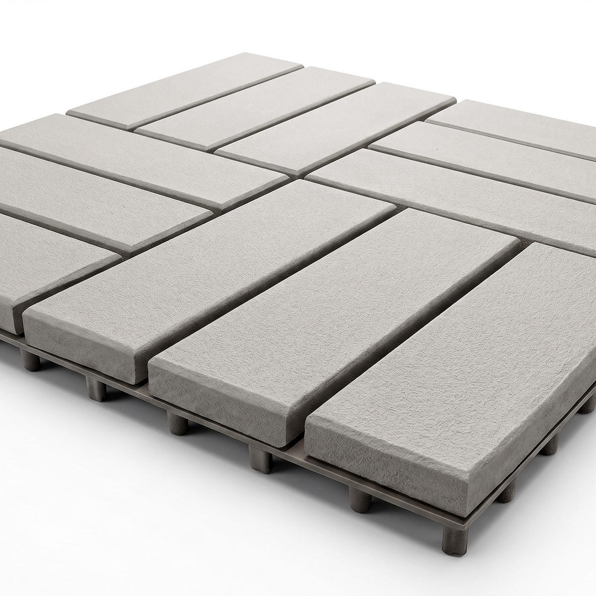 TERRASSENFLIESE - 33er-Set - 30x30 cm - Akazie massiv / Polypropylene - Grau, Holz/Kunststoff (30/30/2.4cm) - home24