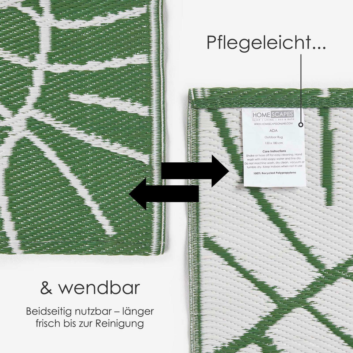 OUTDOORTEPPICH Ada floral gemustert 120/180 cm - Dunkelgrün, Kunststoff (120/180cm) - Homescapes