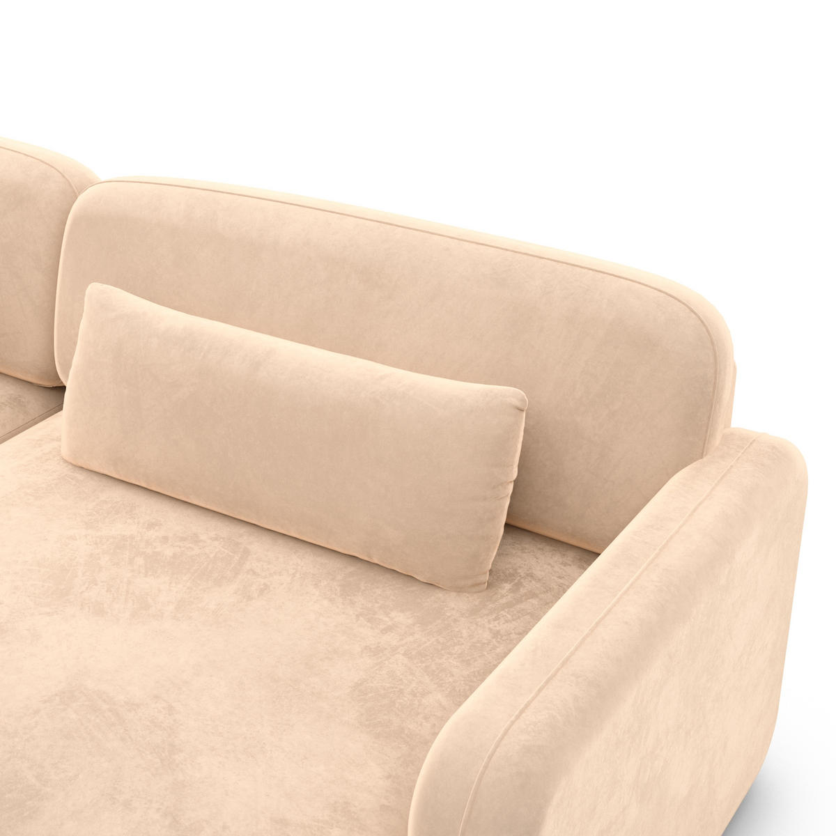 ECKSOFA Valencia L Form Samtstoff Beige - Beige, Textil (229/229cm) - Sofa Dreams