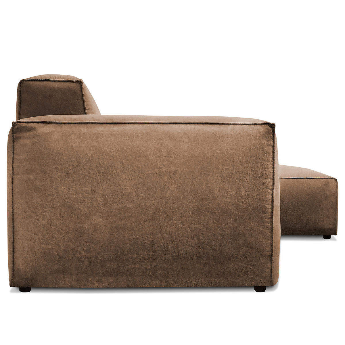 ECKSOFA mit Longchair - Schwarz/Braun, Kunststoff (345/170cm) - home24