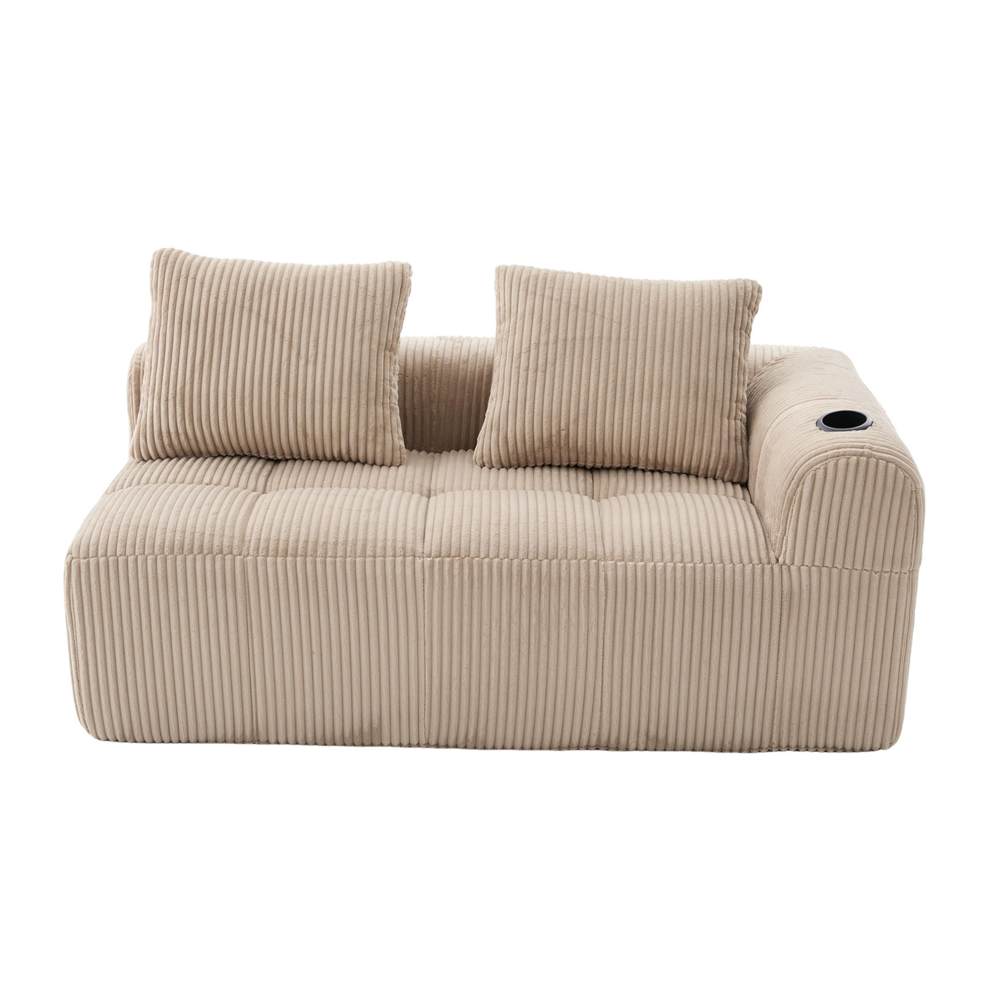 SOFA 2-Sitzer mit Seitenfächern 158 x 93 x 61 cm Cord Khaki - Braun, Kunststoff (158/61/93cm) - Meubliv