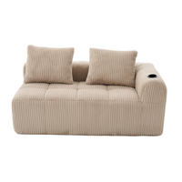 SOFA 2-Sitzer mit Seitenfächern 158 x 93 x 61 cm Cord Khaki - Braun, Kunststoff (158/61/93cm) - Meubliv