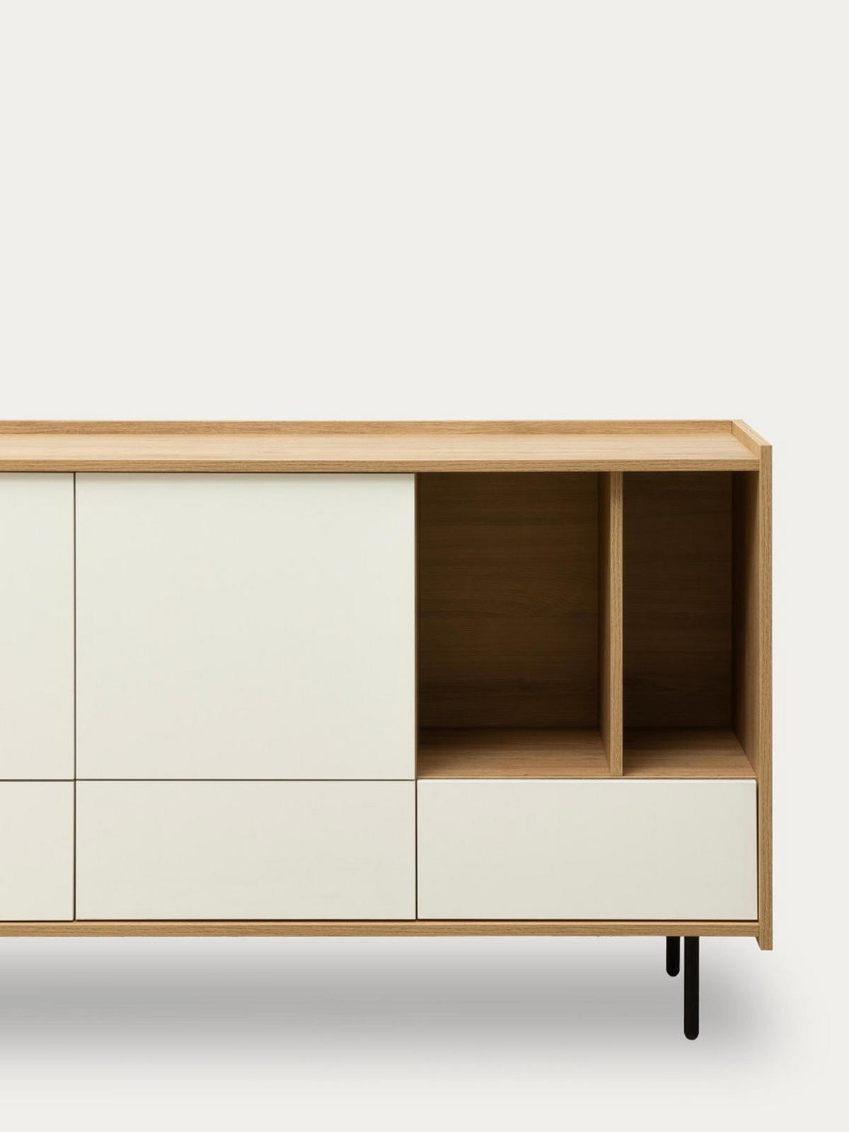 SIDEBOARD Nadine Natur - Weiß 139.5 cm x 80 cm - Braun, Holzwerkstoff (139/80/41cm) - Kenay Home