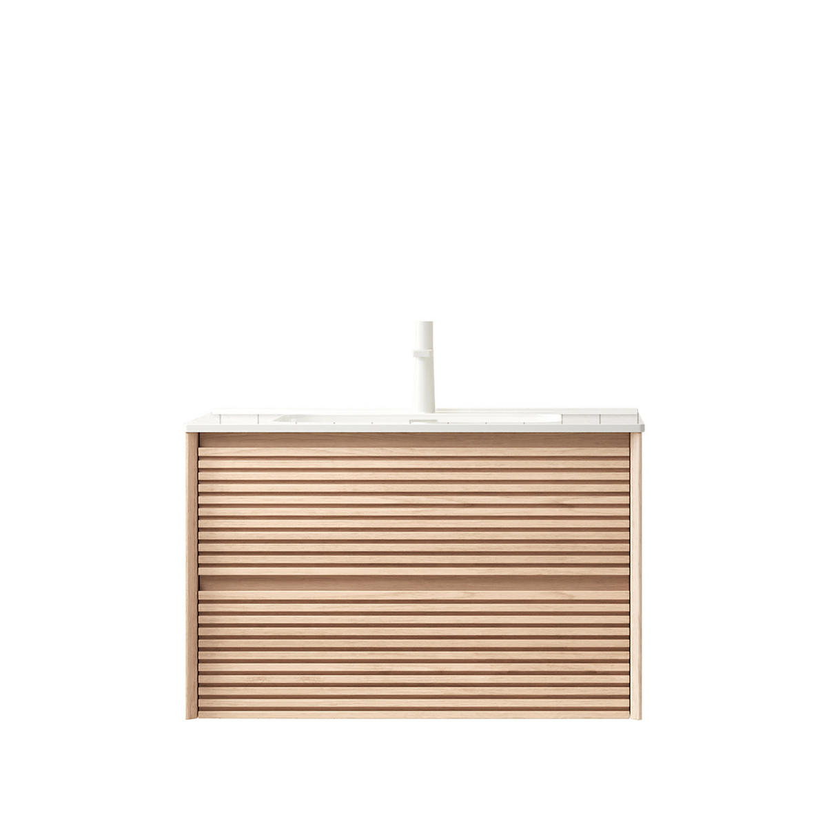 WASCHTISCHKOMBI 81 cm mit 2 Soft-Close-Schubladen in Walnuss-Optik - Naturfarben, Keramik (81/51.5/46.5cm) - BEAOK