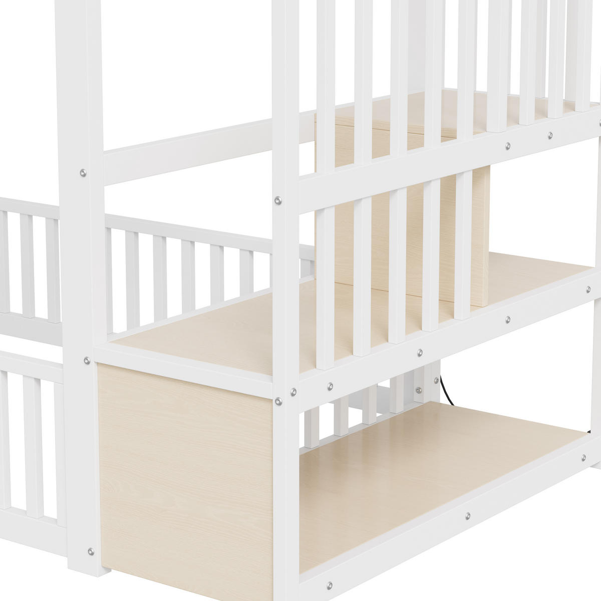 ETAGENBETT 90/200 cm Weiß mit Stauraumleiter und LED - Weiß, Metall (90/200cm) - Oxeza