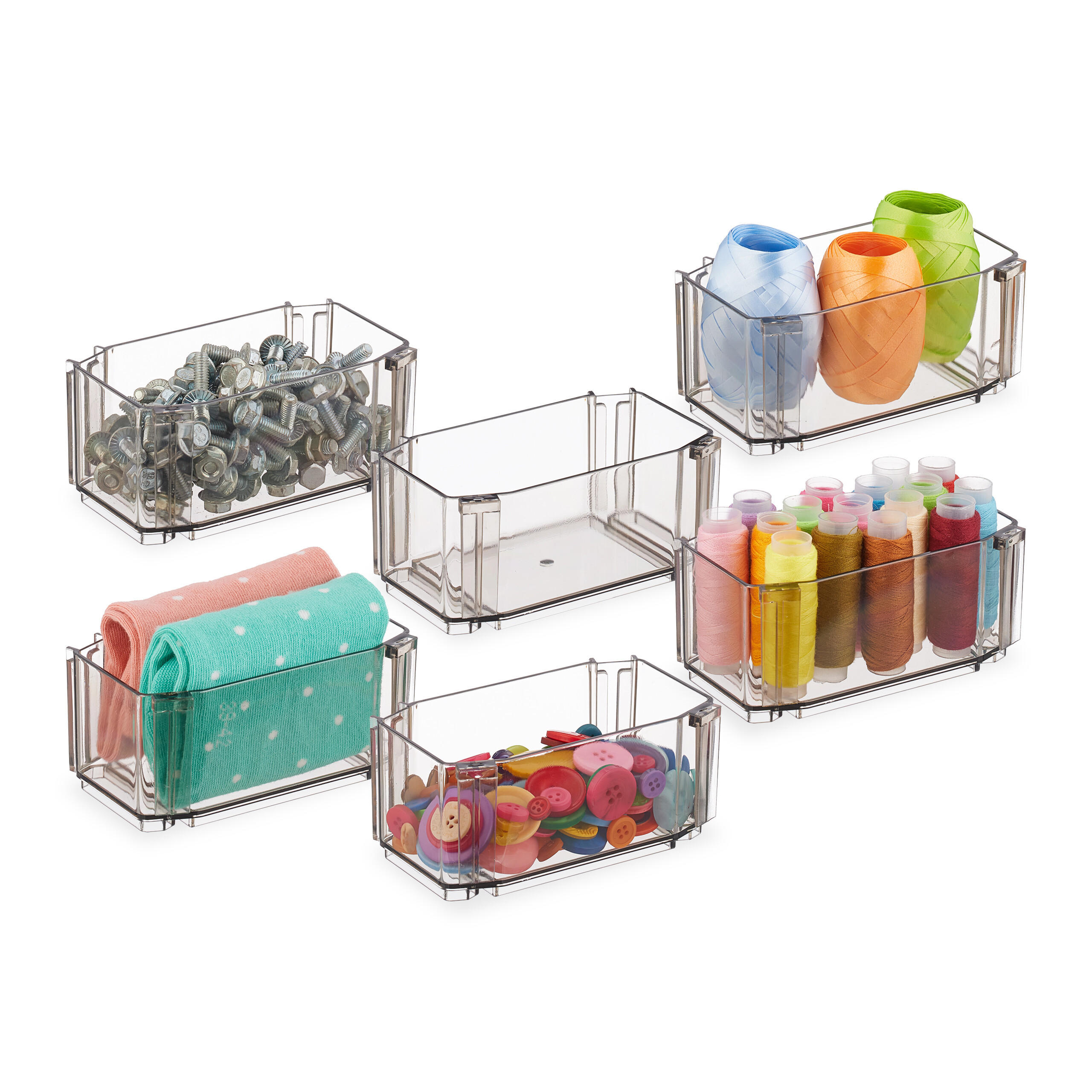 Relaxdays ORGANIZÉR hnědý 6dílný-set do zásuvky plast