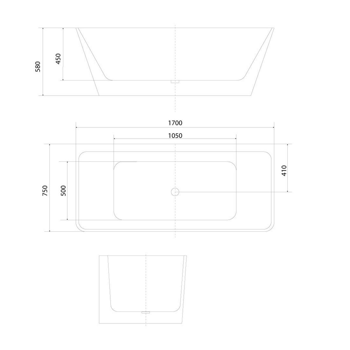 BADEWANNE freistehend F05 170x80cm - Weiß, Glas/Kunststoff (80/58/170cm) - AcquaVapore by Sandra Jentho