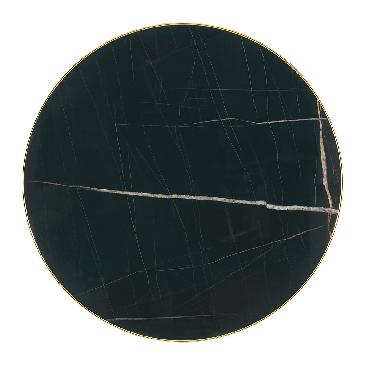 COUCHTISCH Beistelltisch mit Marmoroptik & Goldrand, Rund, Einheitsgröße / MDF + Edelstahl - Goldfarben/Schwarz, Holzwerkstoff/Metall (59.5/59.5/73.5cm) - EVRYAE
