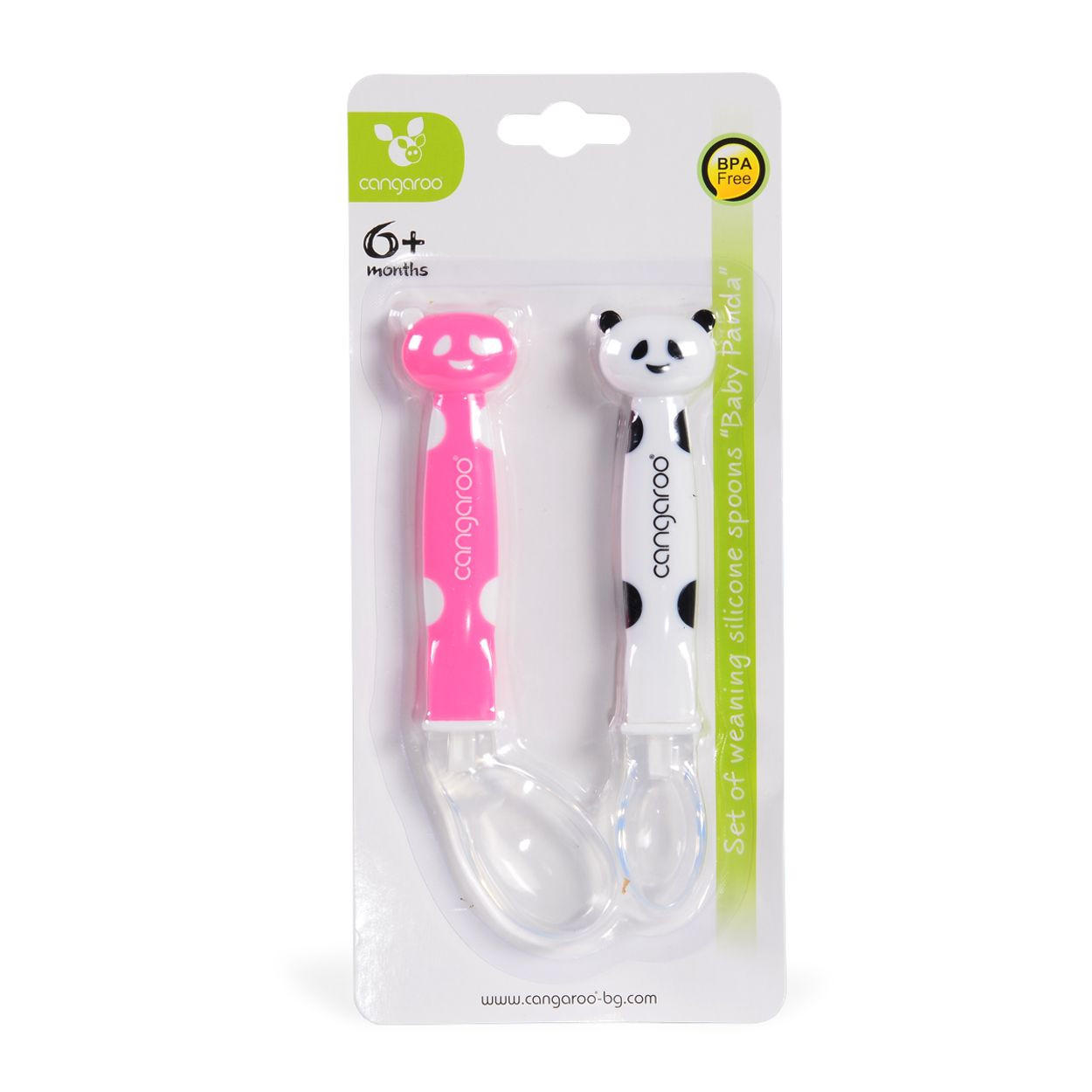 BABYLÖFFEL Panda F1607 2er-Set rosa Silikon, Silikonspitze, Griff, 2 Stück, ab 6 Monate, ab 6 Monaten - Rosa, Kunststoff (2/1/15cm) - Moni