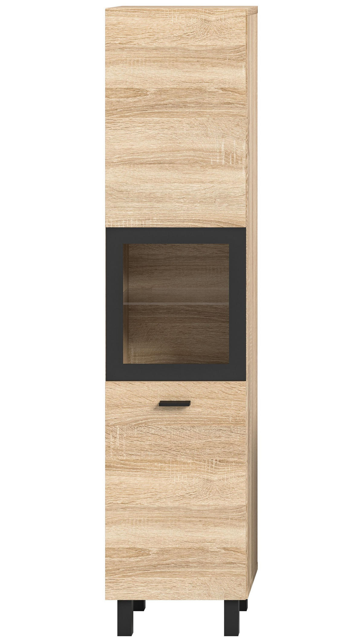 BADSCHRANK Boston/Tampa Bad in Eiche Sonoma Nachbildung und schwarz B/H/T: 30x125x29 cm - Sonoma Eiche, Holzwerkstoff (30/125/29cm)