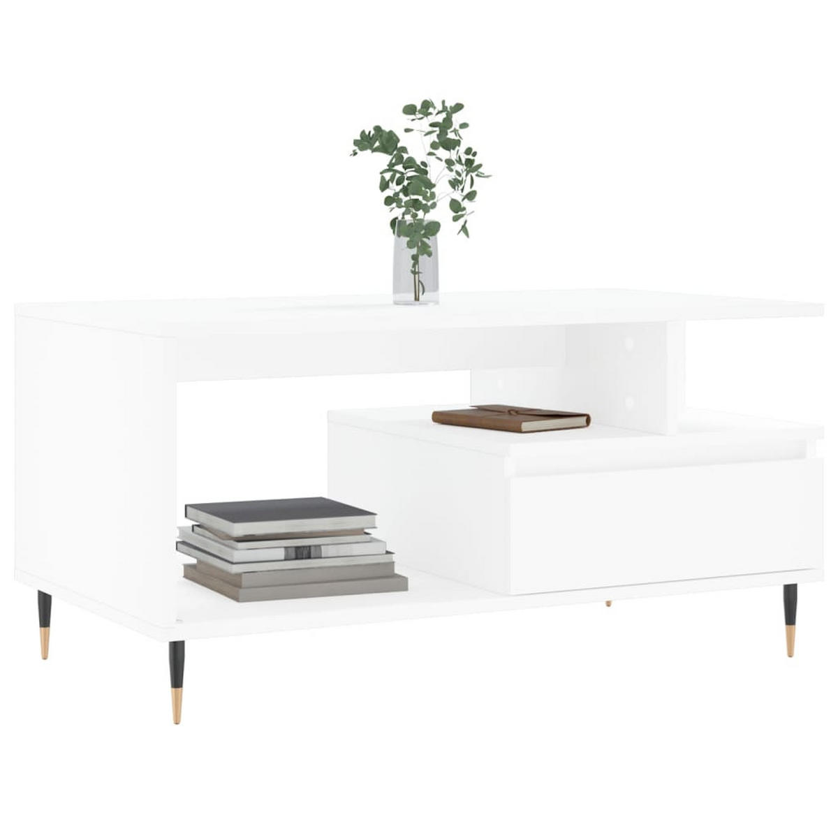 COUCHTISCH Weiß 90x49x45 cm Holzwerkstoff - Weiß, Holzwerkstoff (49/90/45cm) - furnicato