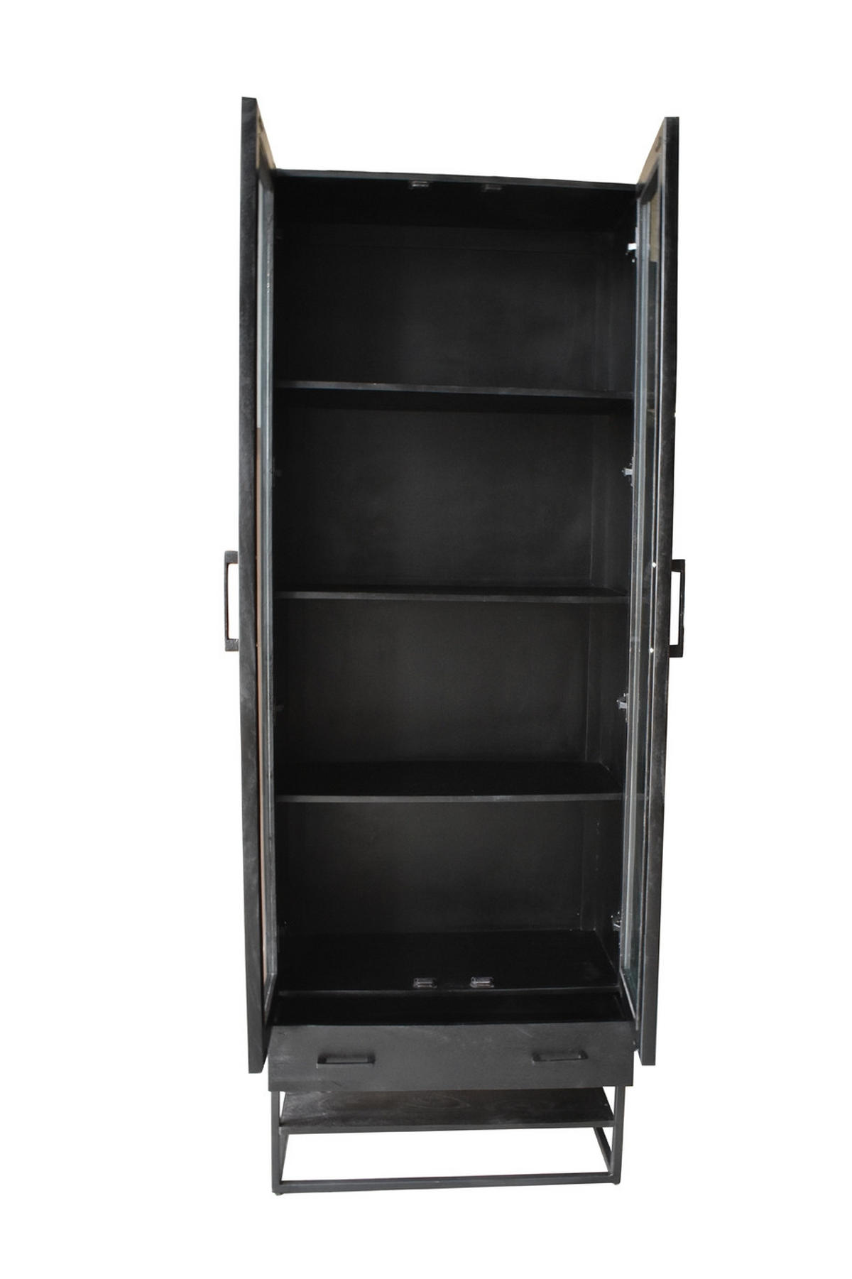 VITRINENSCHRANK aus Mangoholz 180x40x220cm, schwarz - Schwarz, Holz (80/220/40cm) - Giga Meubel