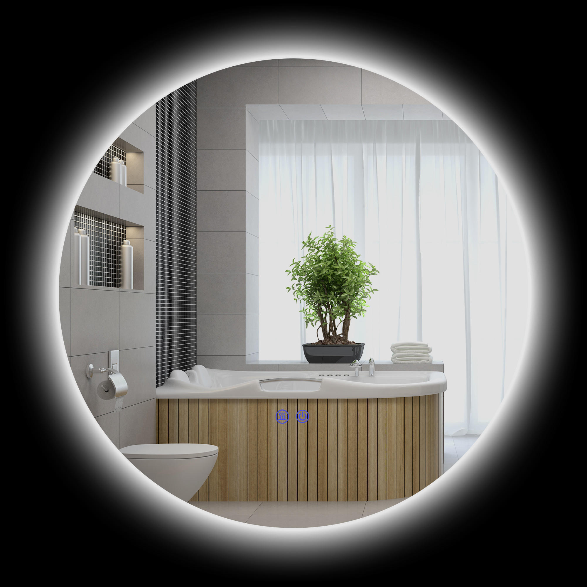 BADEZIMMERSPIEGEL - Transparent, Glas/Metall (60/3.5/60cm) - Kleankin
