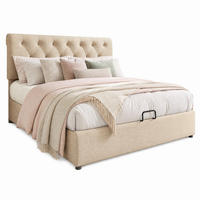 POLSTERBETT 160/200 mit hydraulischem Bettkasten, verstellbarem Kopfteil und Metallrahmen in Natur - Beige, Holzwerkstoff/Textil (160/200cm) - EVRYAE