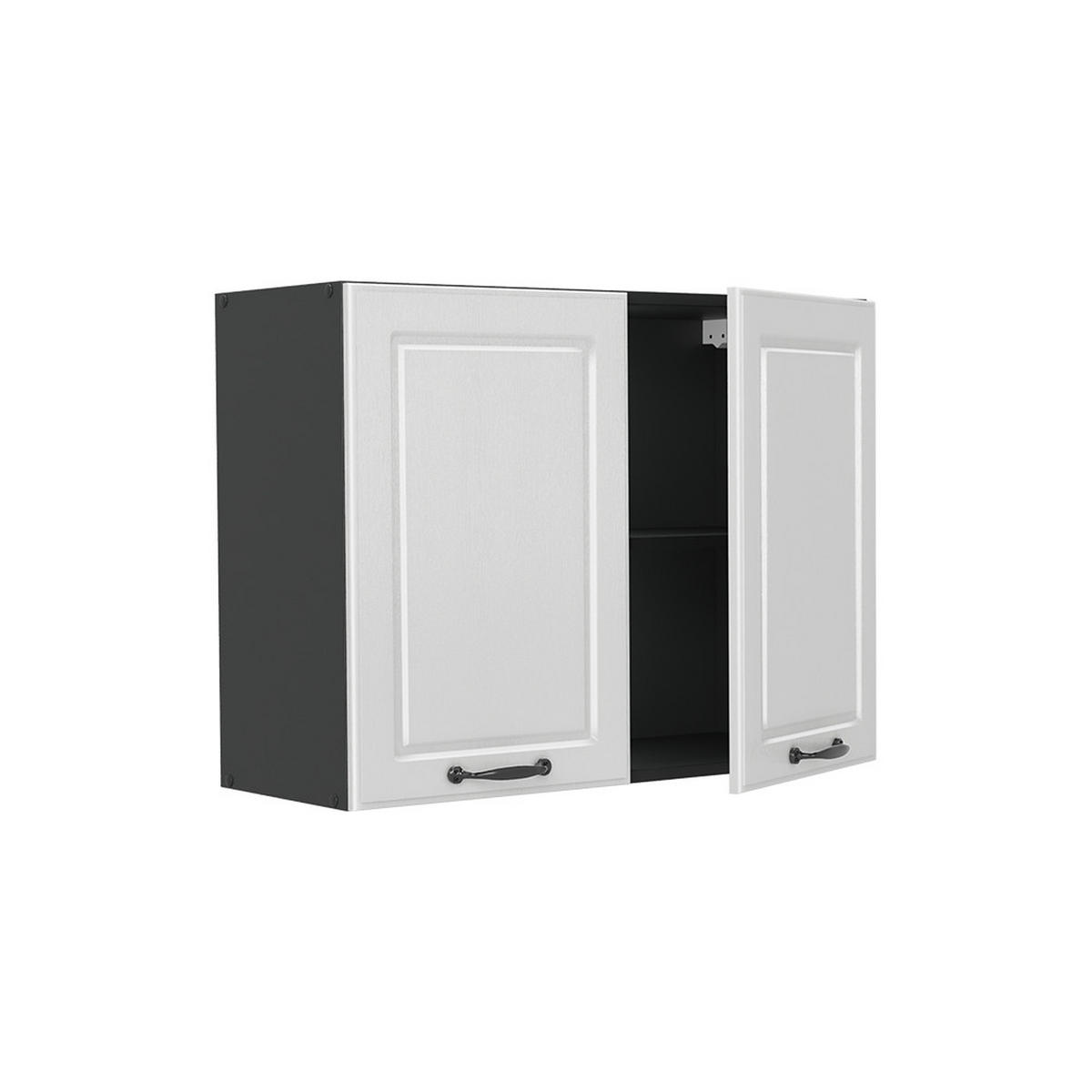 KÜCHENGLASSCHRANK R-Line, Weiß Landhaus/Anthrazit, 80 cm - Anthrazit/Weiß, Holzwerkstoff (80/60/31cm) - Vicco
