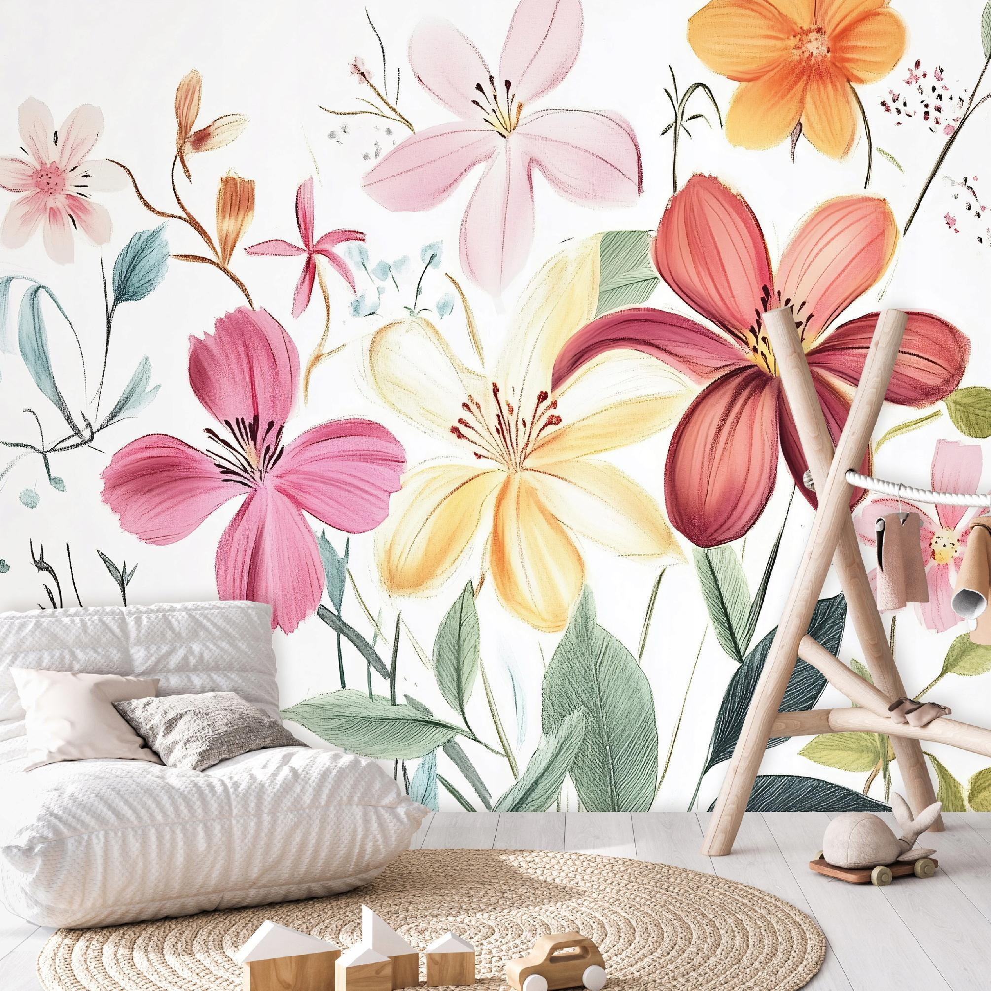 TAPETE Kinderzimmer Mädchen Blumen Vlies Fototapete 350x250 - Multicolor, Papier (350/250cm) - Wallarena