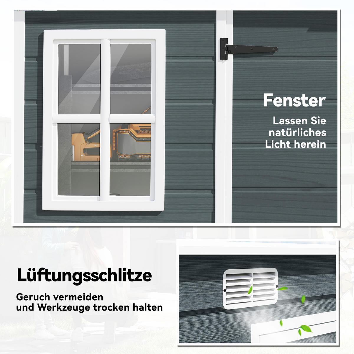 GARTENHAUS Kunststoff Aluminium Grau - Grau, Kunststoff (123/197/303cm) - Outsunny