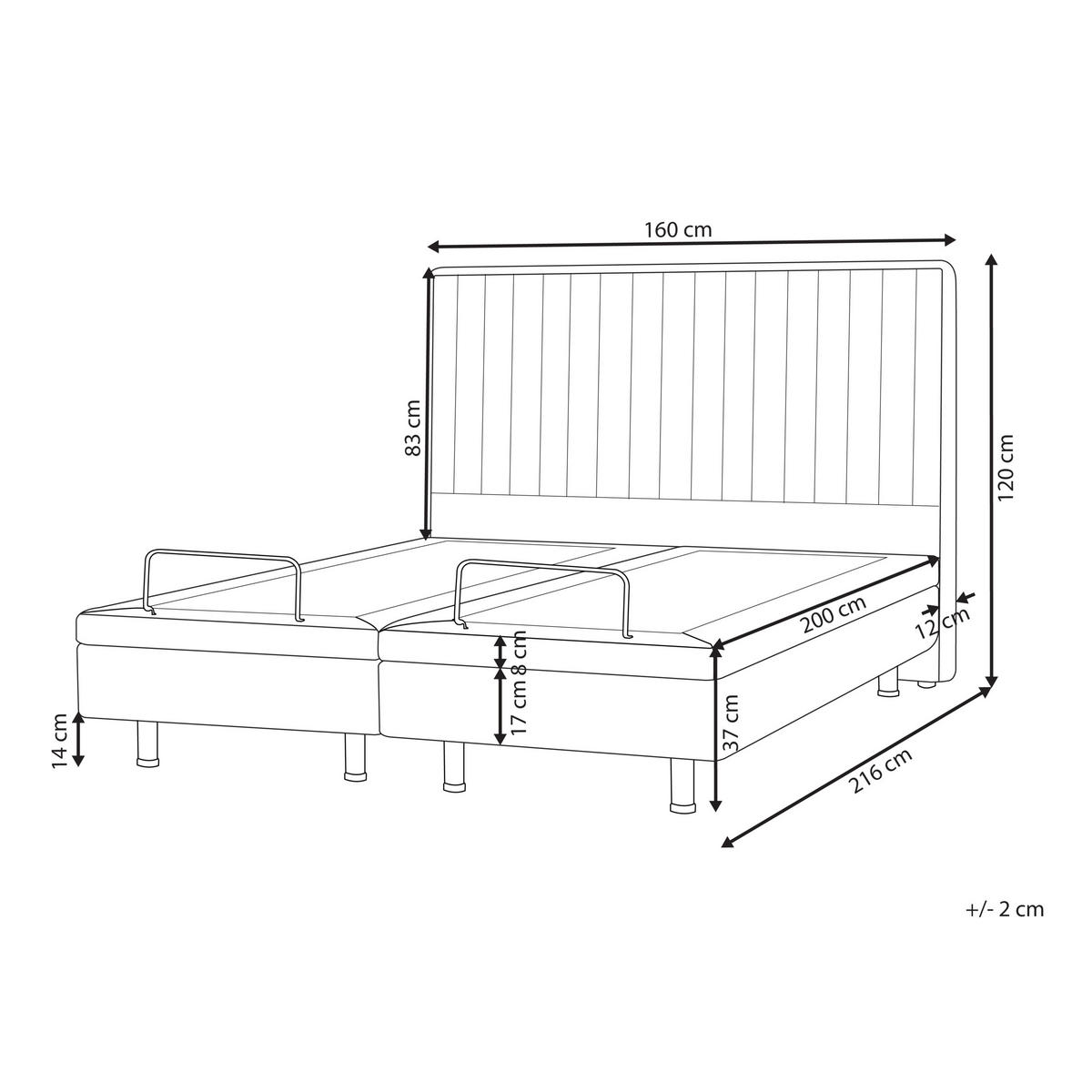 BETT 160/200 cm Beige Duke II - Beige/Schwarz, Textil (160/200cm) - Beliani