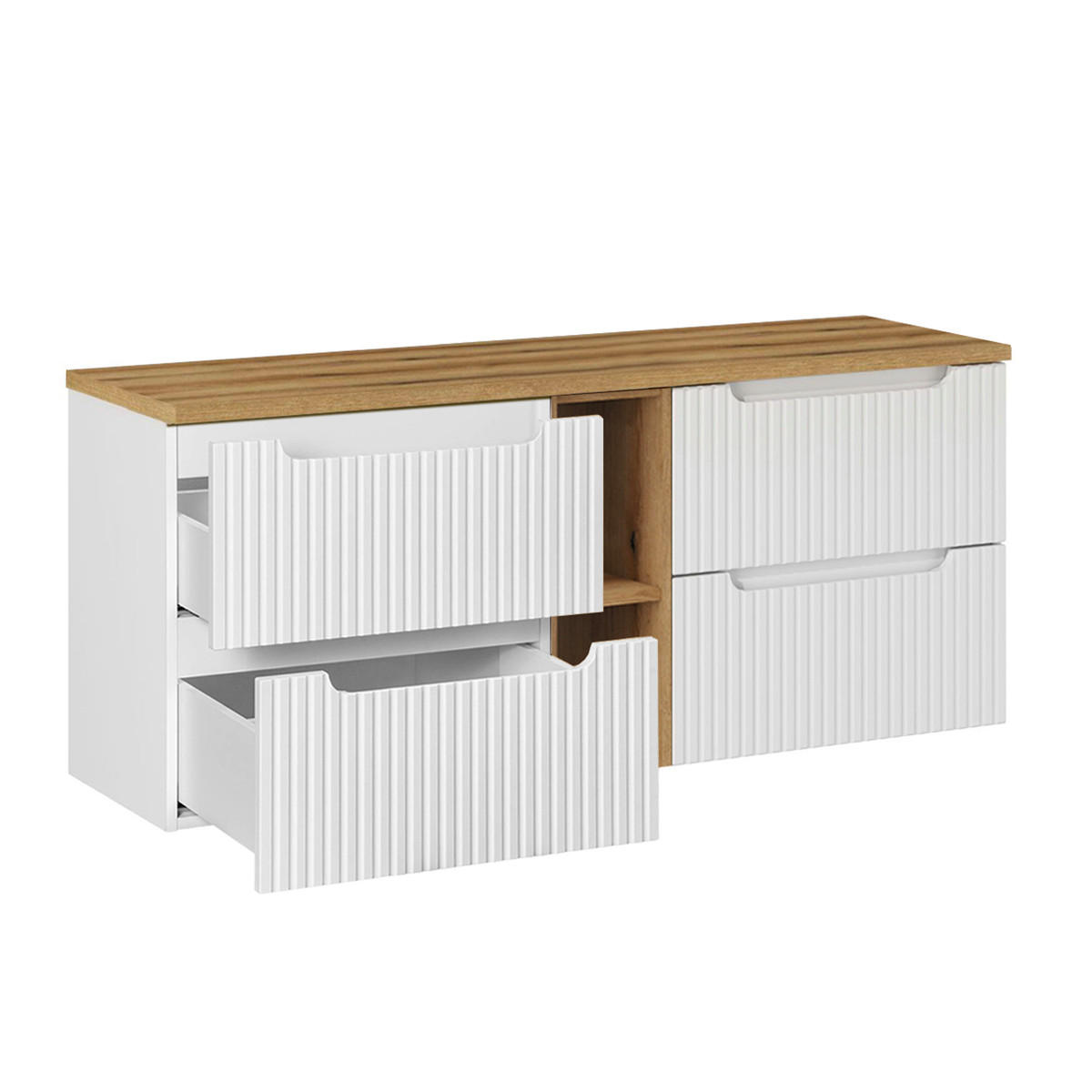 WASCHTISCHUNTERSCHRANK Riva Weiß und Holz - Weiß, Holzwerkstoff (40/59/140.4cm) - Petits-meubles