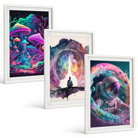 BILDER SET 3er Set - 40x60 cm Weißer Rahmen - Farbenfrohe Fantasy-Kunstillustrationen - Weiß, Kunststoff (40/60cm) - TULUP