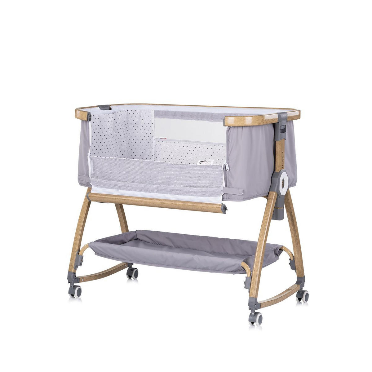 BEISTELLBETT Charisma grau 84 x 49 cm, Wiegenfunktion, höhenverstellbar, Anti-Reflux, Moskitonetz - Grau, Metall (49/84cm) - Chipolino