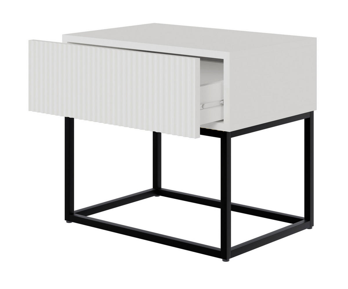 NACHTSCHRANK Veldio Weiß mit schwarzen Beinen 50 cm - Schwarz/Weiß, Holzwerkstoff/Metall (50/44/35.6cm) - Selsey