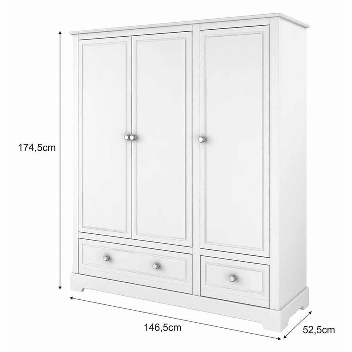 OTROŠKA OMARA Bela - bela, leseni material (146/174/52cm) - Petits-meubles