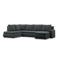 U-SOFA MIT SCHLAFFUNKTION FORESTA, Dunkelgrau - Dunkelgrau, Textil (300/89/200cm)
