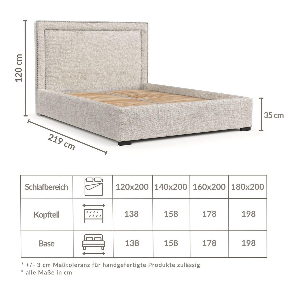 POLSTERBETT Como Hellgrau 180/200 cm im Webstoff - Hellgrau/Schwarz, Holz/Holzwerkstoff (180/200cm) - Maison de Reve
