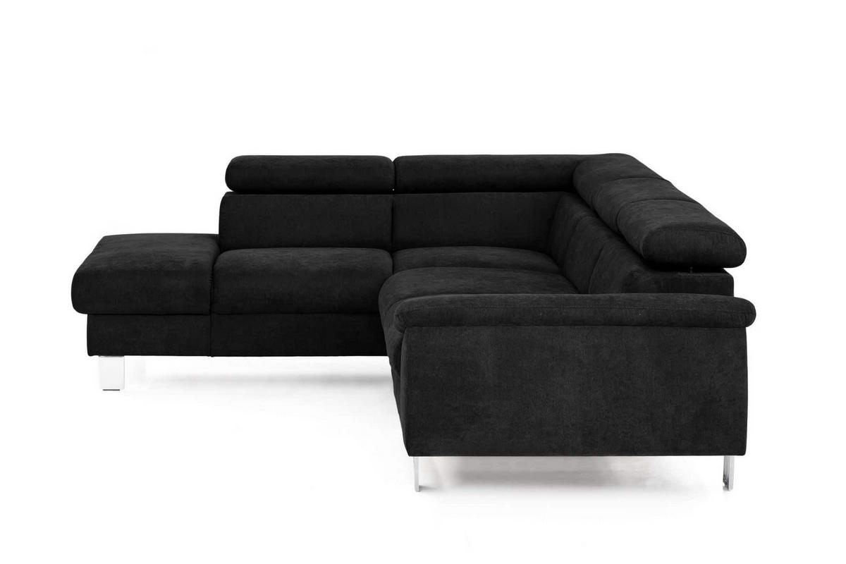 ECKSOFA mit Schlaffunktion und Bettkasten - Chromfarben/Schwarz, Holz/Textil (249/207cm) - Cotta