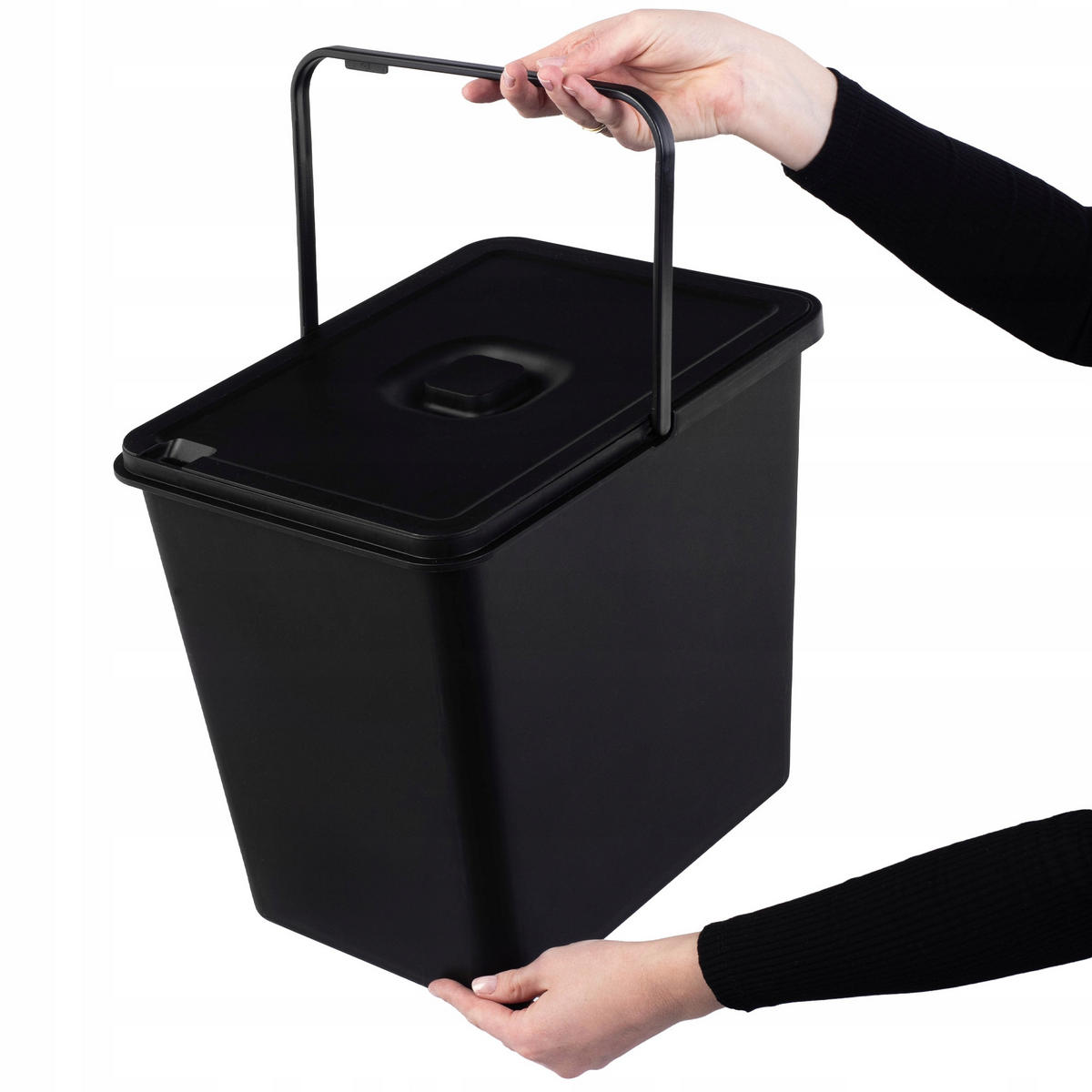 ABFALLBEHÄLTER, 23L, Schwarz - Schwarz, Kunststoff (27/32cm) - KADAX