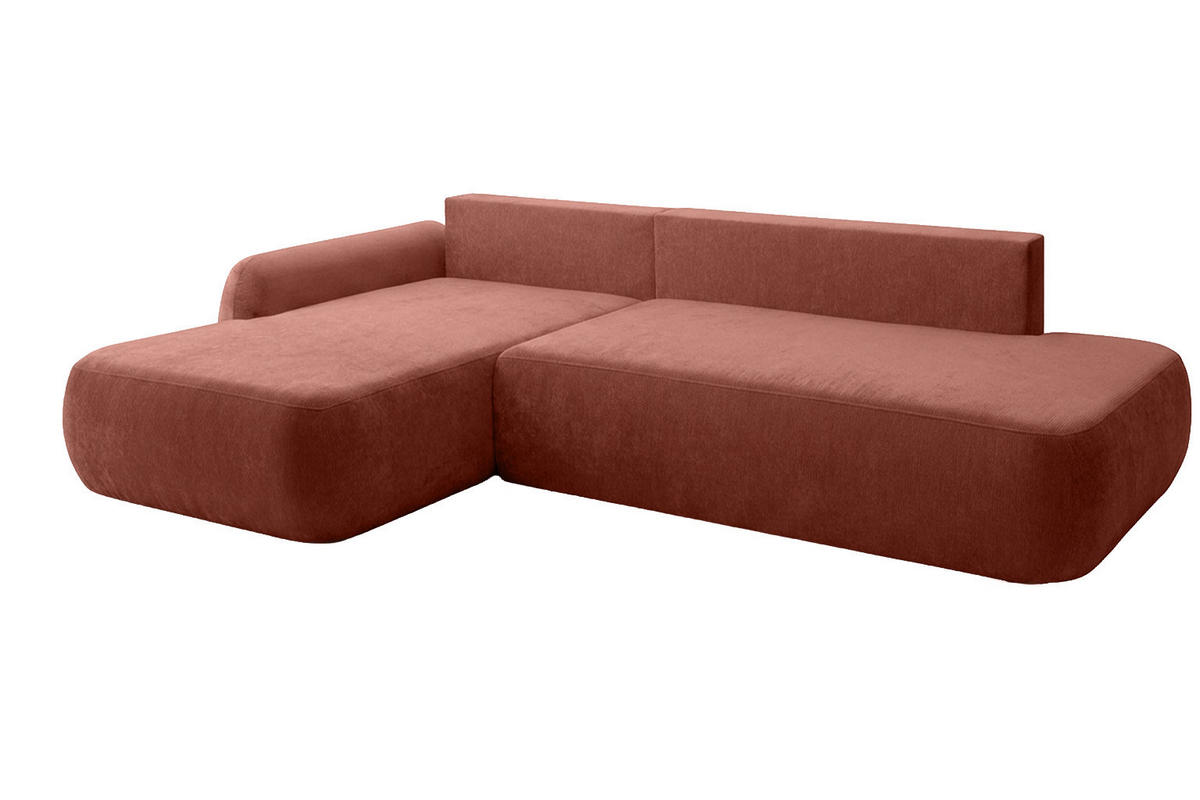 ECKSOFA Mit Schlaffunktion Und Bettkasten, Velvet-Stoff Vena, Kupfer, Links, HELA I - Kupferfarben, Holz (302/184cm) - Kaiser Möbel
