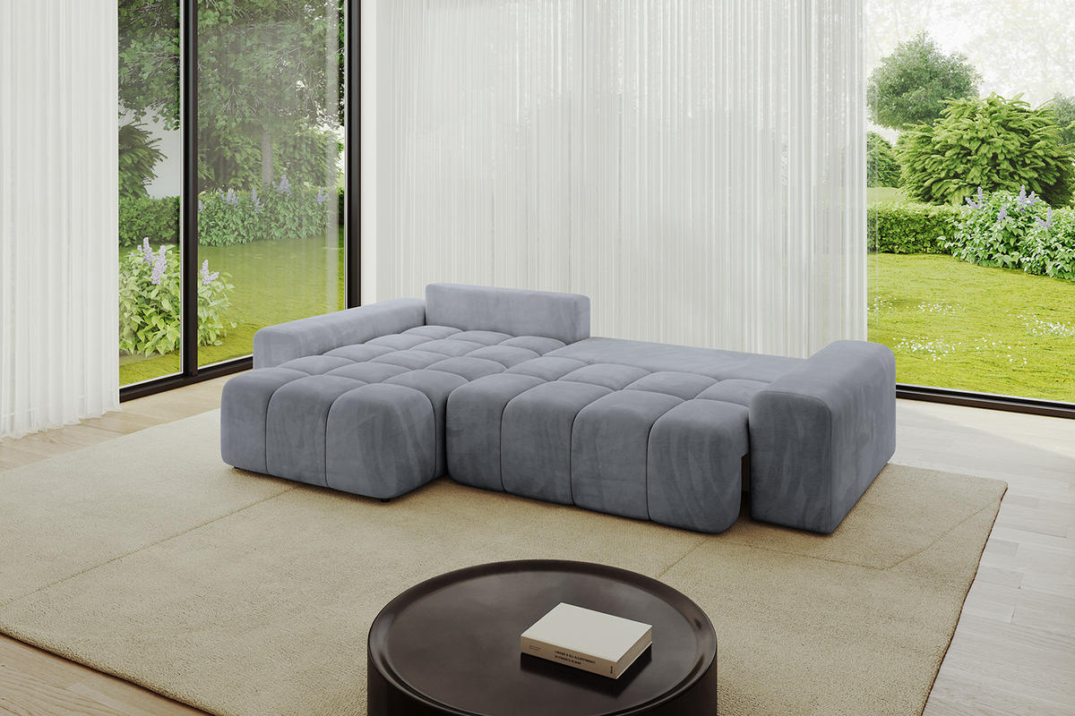 ECKSOFA Ottomane links/rechts ENIL-L 290x175x84 Hellgrau Velours - Hellgrau, Holzwerkstoff/Kunststoff (290/175cm) - ALTDECOR