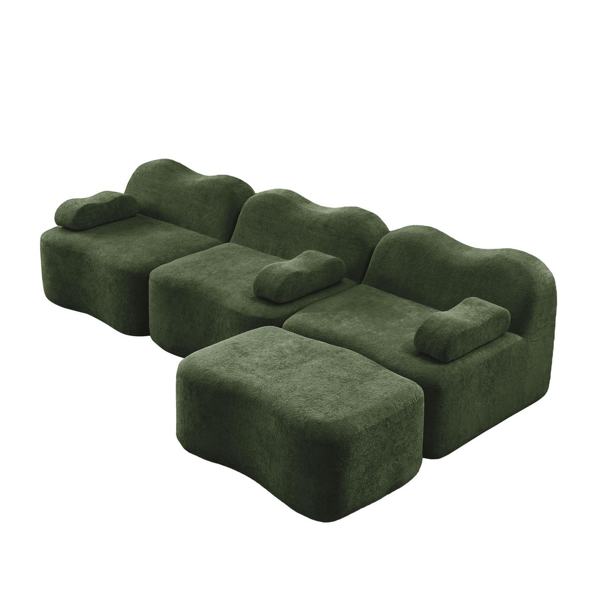ECKSOFA 288/167/70 cm Grün mit 1 Fußhocker und bewegliches Armlehnenkissen - Grün, Textil (288/167cm) - Oxeza