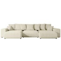 WOHNLANDSCHAFT mit Schlaffunktion und Bettkasten ESKAR-U -352x165x84cm Beige Bouclé - Beige/Schwarz, Holzwerkstoff/Kunststoff (352/84/165cm) - ALTDECOR