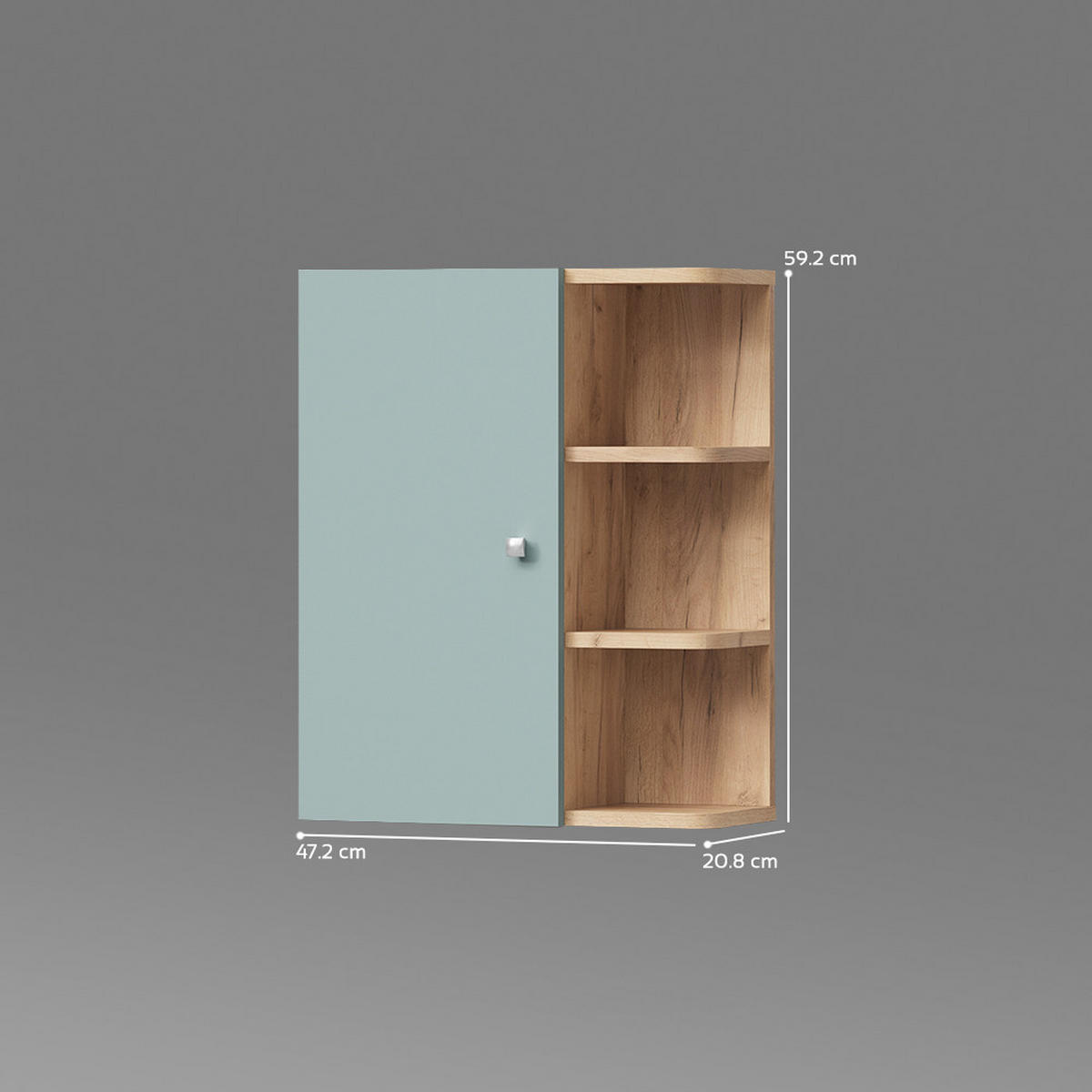 BADSCHRANK Fucino Grün 47.2 x 59.2 cm - Braun/Grün, Holzwerkstoff (47.2/59.2/20.8cm) - Livinity®