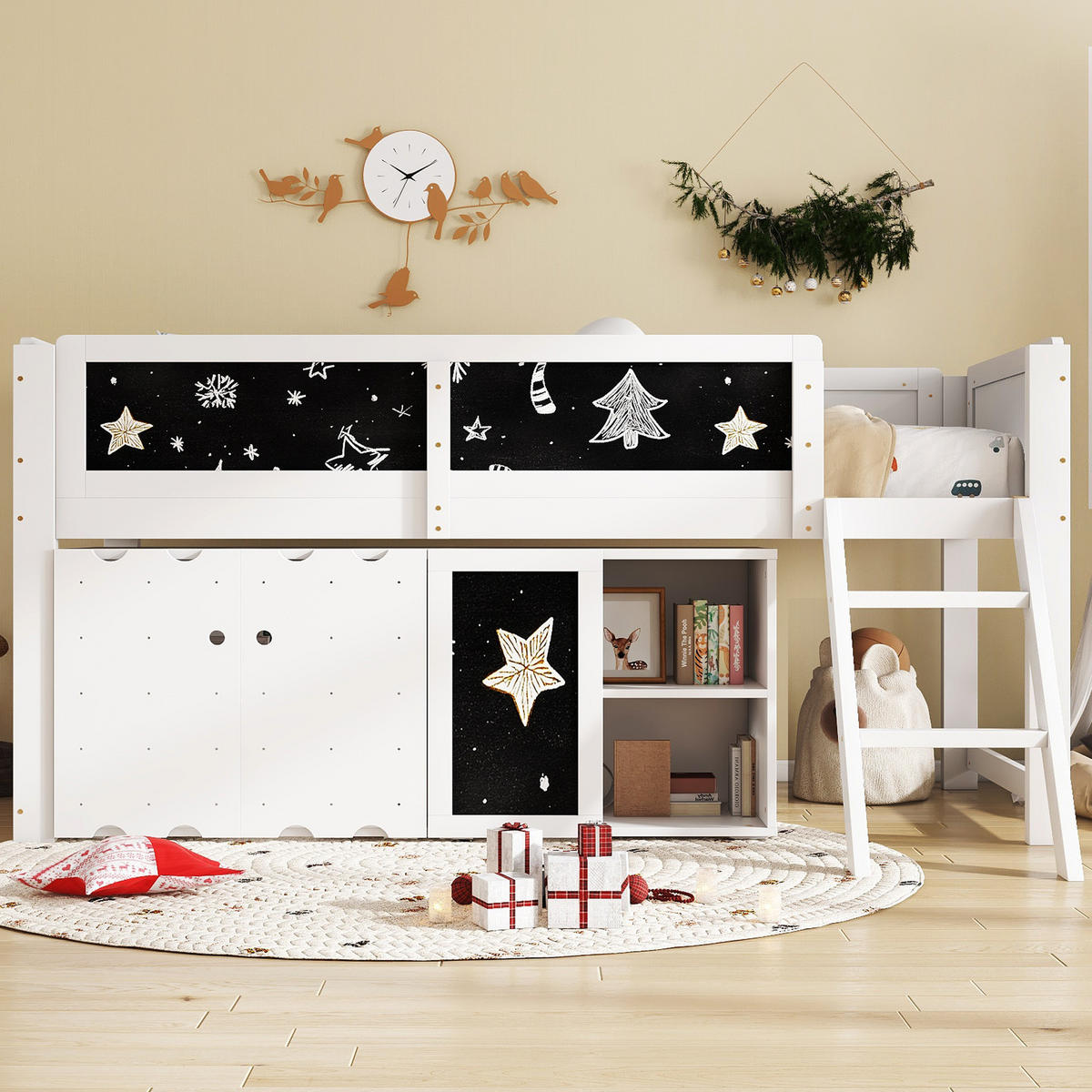 HOCHBETT 90x200 cm Schrank Tafel weiß - Weiß, Holz (90/200cm) - LEBENLANG