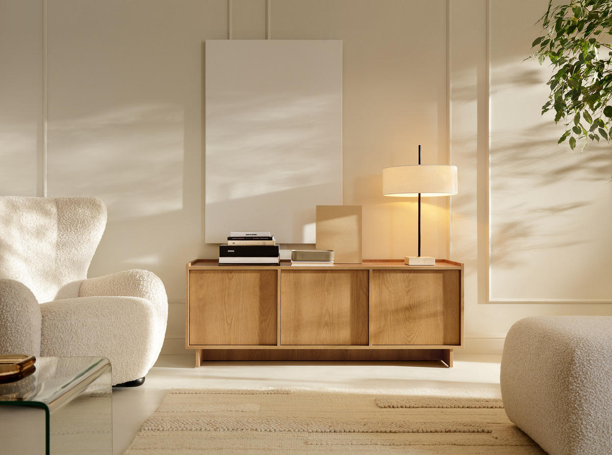 TV SCHRANK: karamellfarbene Eiche, 147 x 55 x 39 cm - Braun, Holzwerkstoff (147/55/39cm) - 3XE LIVING