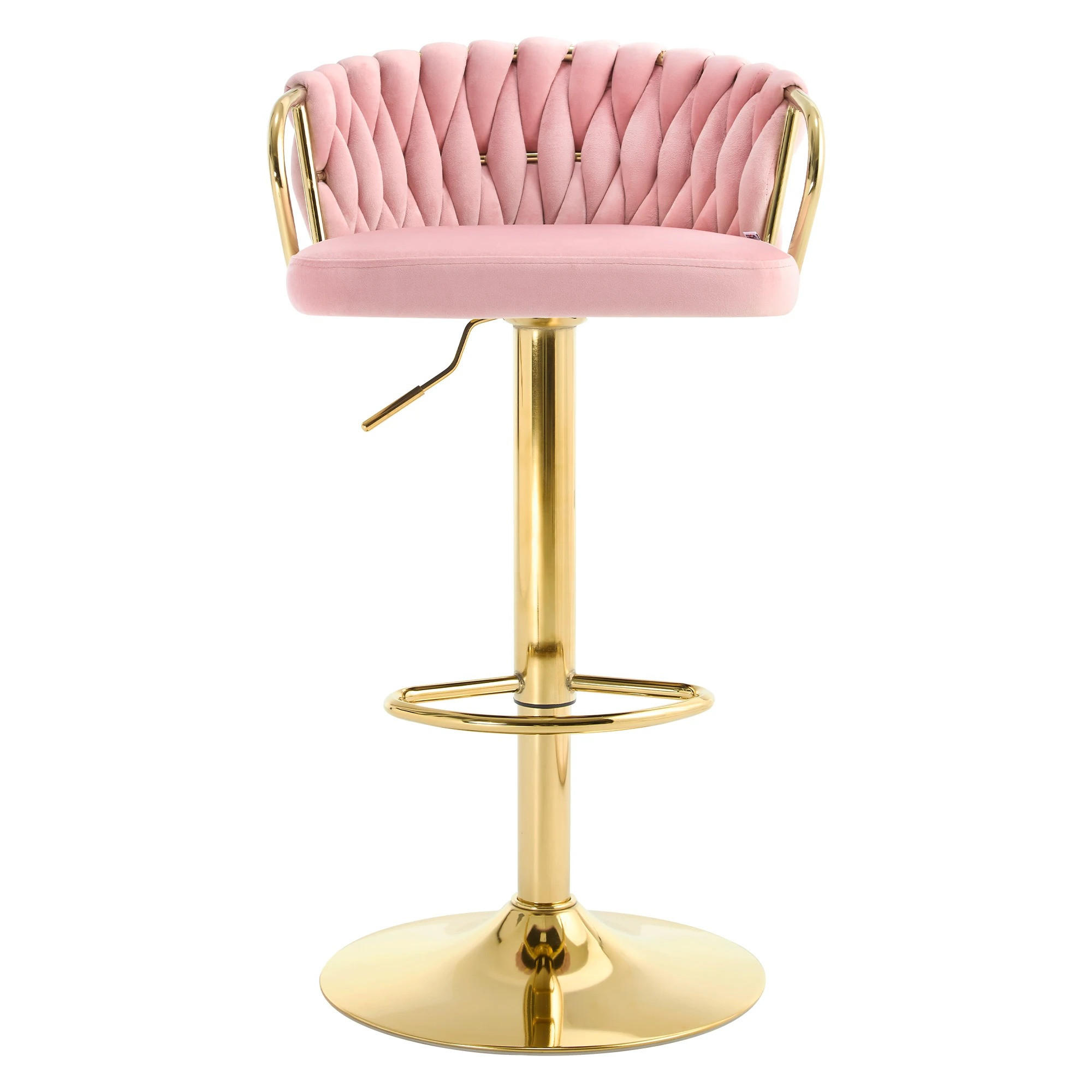 BARHOCKER drehbar höhenverstellbar Samt Pink - Pink, Metall (49.5/98/50.5cm) - Meubliv