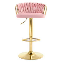 BARHOCKER drehbar höhenverstellbar Samt Pink - Pink, Metall (49.5/98/50.5cm) - Meubliv