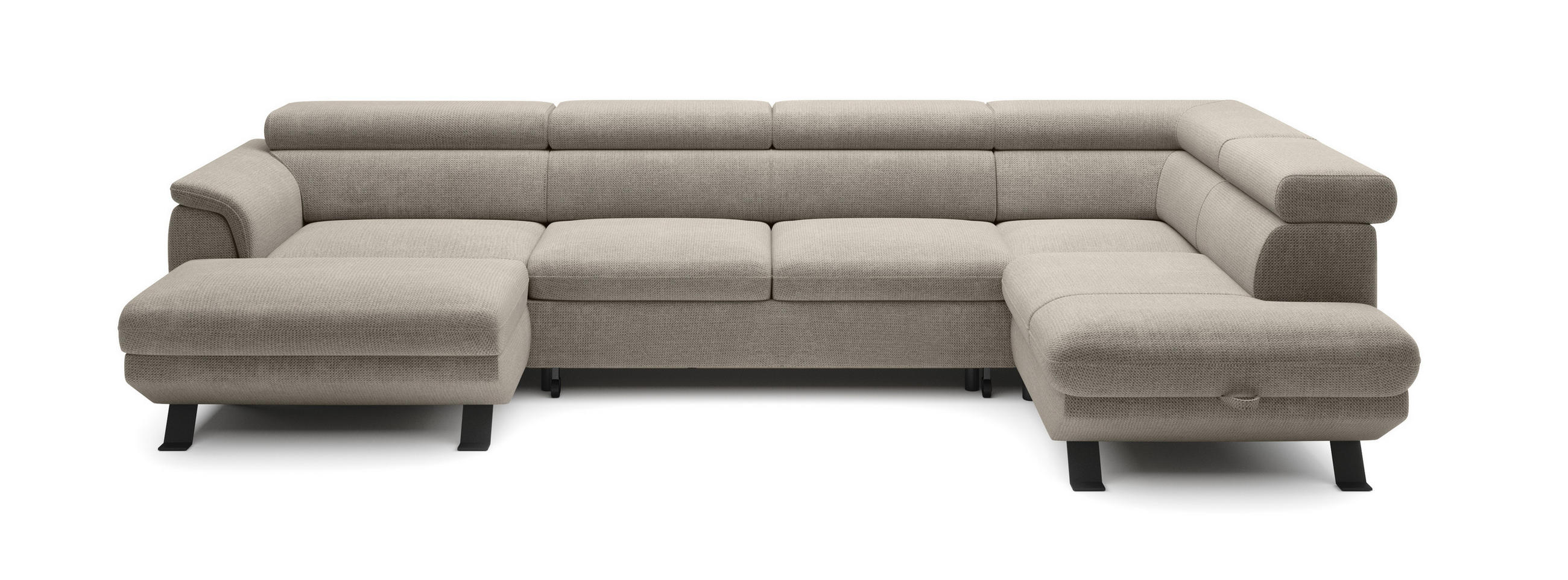 ECKSCHLAFSOFA Raven XL, Verstellbaren Kopfstützen, Bettkasten, Großes Sofa 334x198x162cm Rechte, Nata - Grau, Holz/Textil (334/198cm) - DomoHome