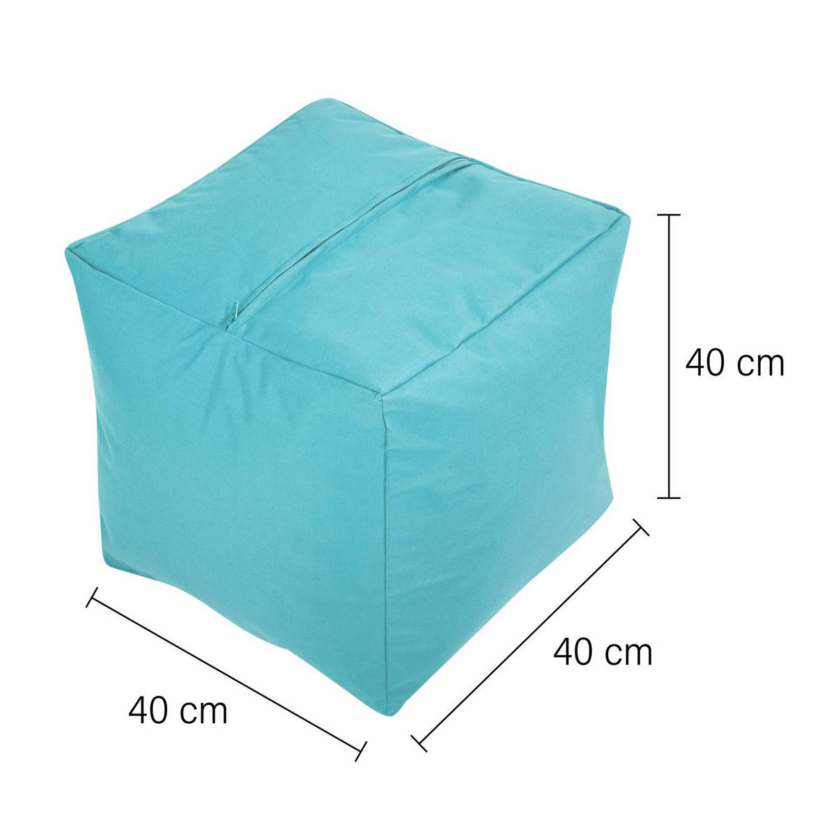 SITZSACK-HOCKER Pouf "Cube" 40x40x40cm - Türkis, Textil (40/40/40cm) - Green Bean