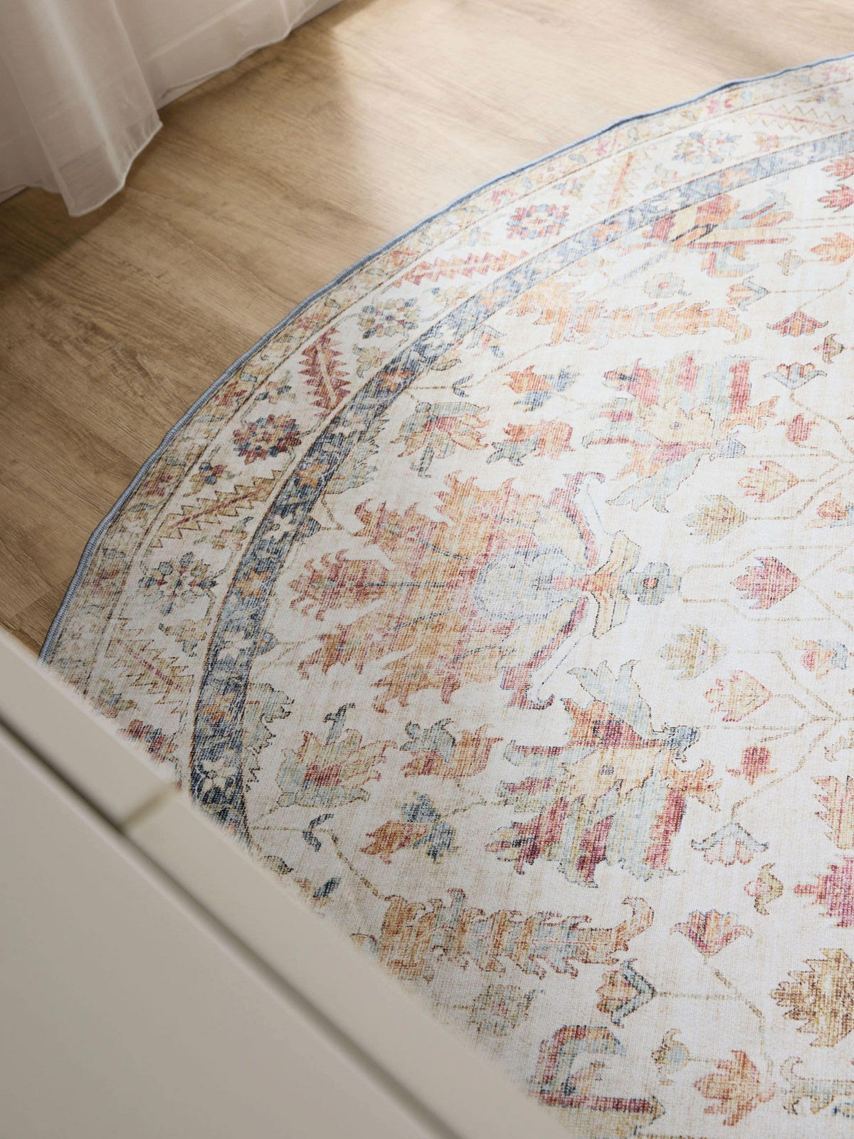 VINTAGE-TEPPICH George waschbar ø 160 cm rund - Beige/Multicolor, Kunststoff (160/160cm) - benuta