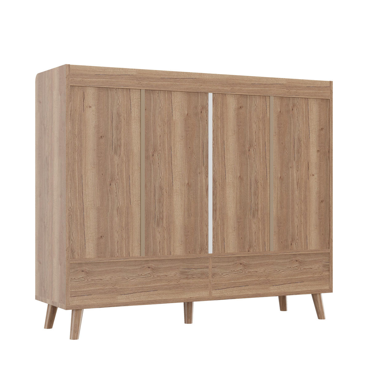 SCHUHSCHRANK aus Spanplatte 120x35x99cm in Natur mit 4 Türen & Schublade - Naturfarben, Holzwerkstoff (120/99/35cm) - Modfu