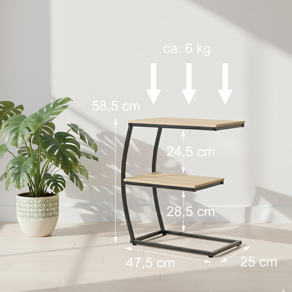 BEISTELLTISCH - Multicolor, Holzwerkstoff/Metall (25/47.5/58.5cm) - Relaxdays