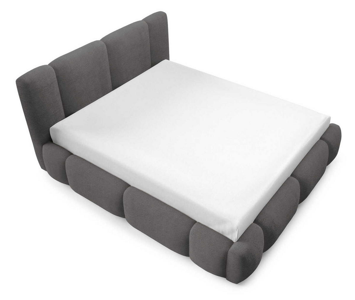 DOPPELBETT 180x200 Avelin mit Bettkasten, LED, Bouclé, Grau - Grau, Holz/Metall (180/200cm) - Emporius