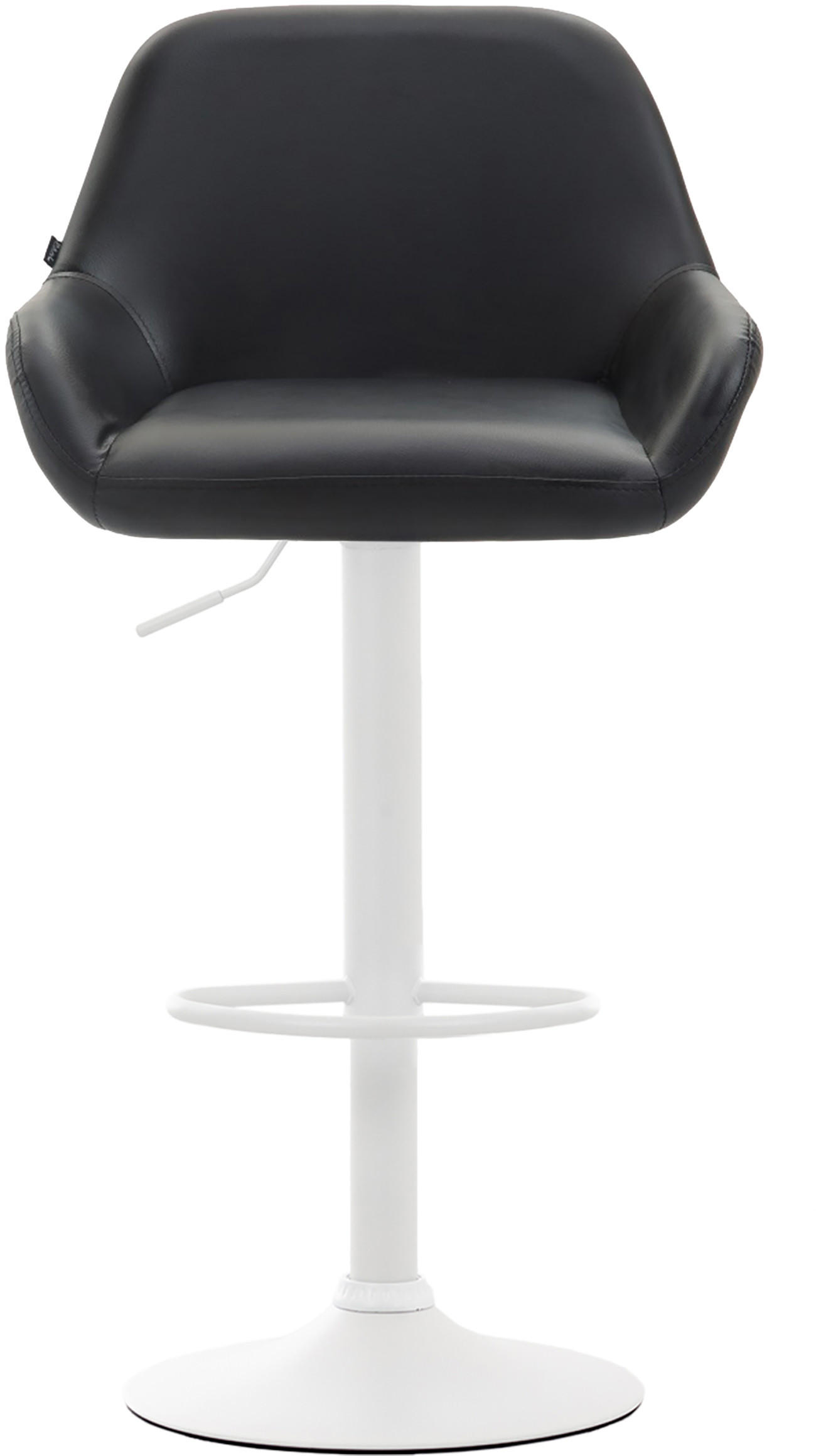 BARHOCKER DUBLIN Schwarz Kunstleder Weiß - Schwarz, Leder/Metall (51/89/52cm) - DELUKE