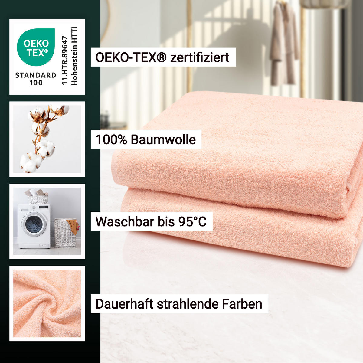 BADETUCH, 2er-Set, 100x150 cm, 100% Baumwolle, Rosa - Orange, Textil (100/150cm) - Zollner