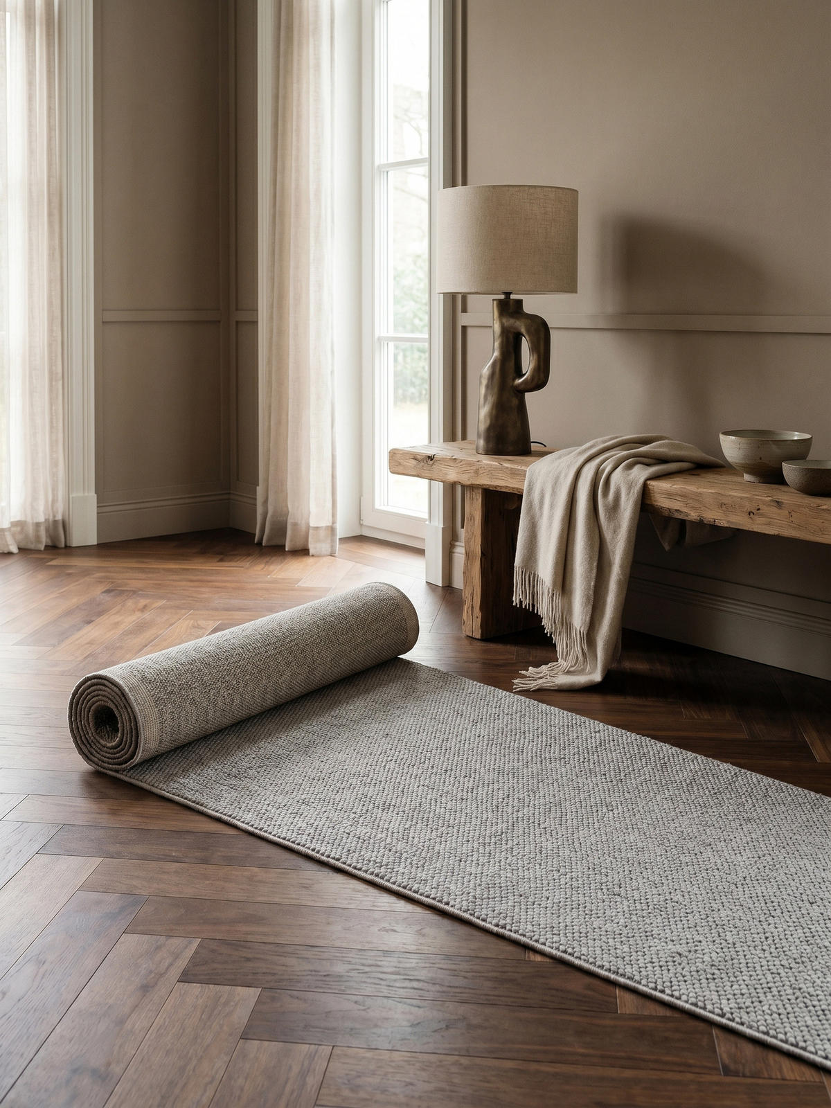 TEPPICH Flachgewebe LANGAU in Silber, meliert, 80 x 250 cm - Silberfarben, Textil (80/250cm) - KADIMA DESIGN